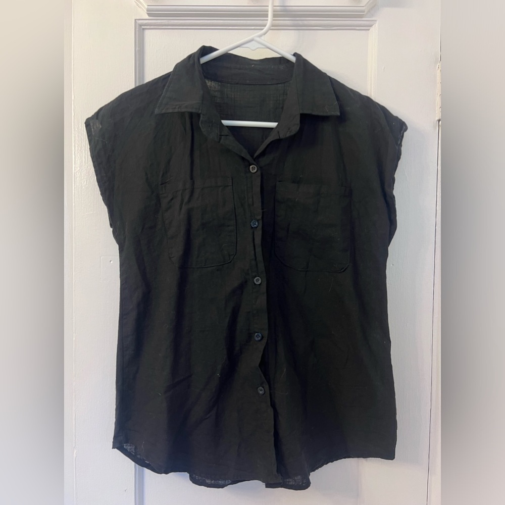 100% Cotton Black Sleeveless Top